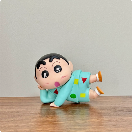 Shinchan Lie down classic hand-made cute desktop car ornaments gift doll gift 10cm (AA20)