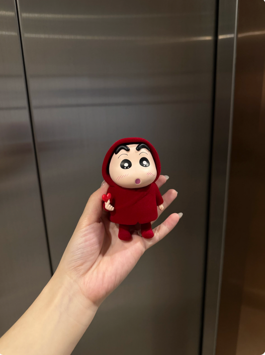 Crayon Shin-chan flocked heart raincoat figure trendy doll AA1