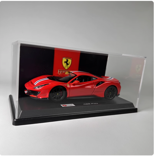 1:24 Ferrari 488 Pista red Model car  + background dust cover (BB16)